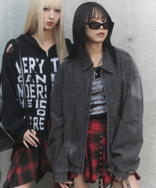 Figments（フィグメンツ）の「80'Sライクデニムボンバーブルゾン（ブルゾン・レディース・ブラック・FREE）」の7枚目の写真