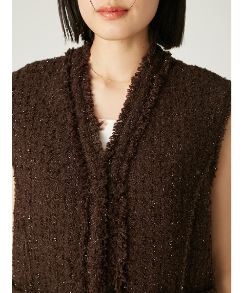 FRAY I.D（フレイアイディー）の「ラメツイードノーカラージレ（その他アウター・レディース・ブラック/アイボリー・1/0）」の18枚目の写真