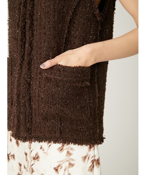 FRAY I.D（フレイアイディー）の「ラメツイードノーカラージレ（その他アウター・レディース・ブラック/アイボリー・1/0）」の20枚目の写真