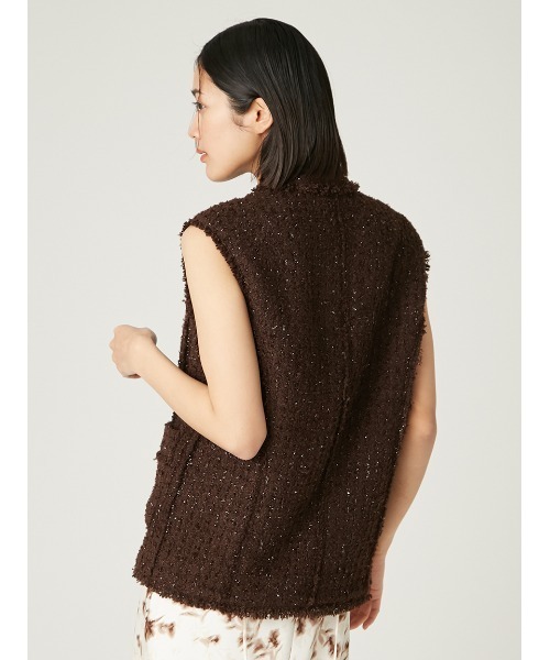 FRAY I.D（フレイアイディー）の「ラメツイードノーカラージレ（その他アウター・レディース・ブラック/アイボリー・1/0）」の3枚目の写真