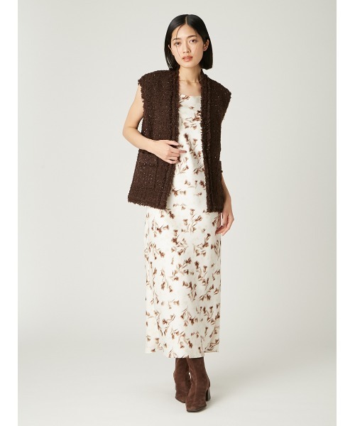 FRAY I.D（フレイアイディー）の「ラメツイードノーカラージレ（その他アウター・レディース・ブラック/アイボリー・1/0）」の5枚目の写真