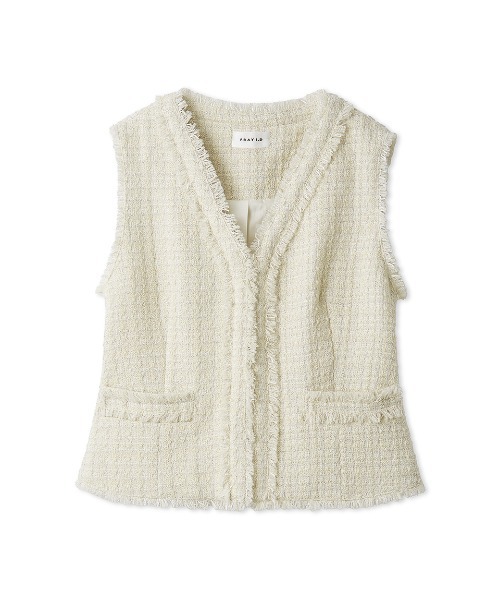 FRAY I.D（フレイアイディー）の「ラメツイードノーカラージレ（その他アウター・レディース・ブラック/アイボリー・1/0）」の14枚目の写真