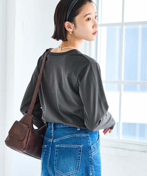 VIS（ビス）の「フォト＆ロゴアソートロングスリーブTシャツ（Tシャツ/カットソー・レディース・ホワイト/ホワイト系その他/キナリ/チャコールグレー・FREE）」の8枚目の写真