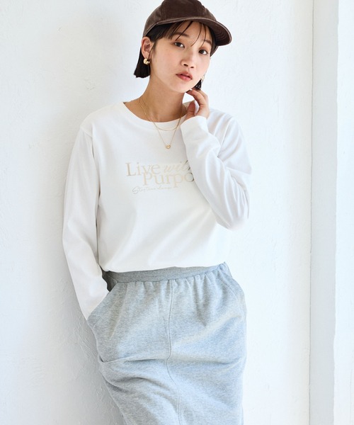 VIS（ビス）の「フォト＆ロゴアソートロングスリーブTシャツ（Tシャツ/カットソー・レディース・ホワイト/ホワイト系その他/キナリ/チャコールグレー・FREE）」の13枚目の写真