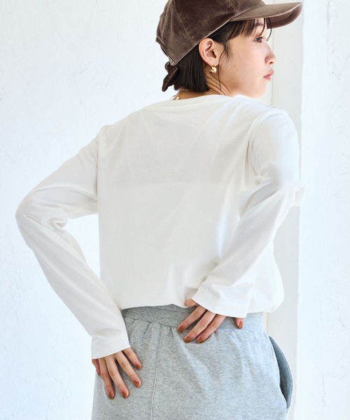 VIS（ビス）の「フォト＆ロゴアソートロングスリーブTシャツ（Tシャツ/カットソー・レディース・ホワイト/ホワイト系その他/キナリ/チャコールグレー・FREE）」の14枚目の写真