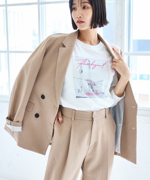 VIS（ビス）の「フォト＆ロゴアソートロングスリーブTシャツ（Tシャツ/カットソー・レディース・ホワイト/ホワイト系その他/キナリ/チャコールグレー・FREE）」の16枚目の写真