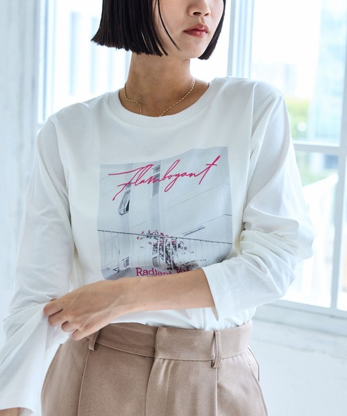 VIS（ビス）の「フォト＆ロゴアソートロングスリーブTシャツ（Tシャツ/カットソー・レディース・ホワイト/ホワイト系その他/キナリ/チャコールグレー・FREE）」の17枚目の写真