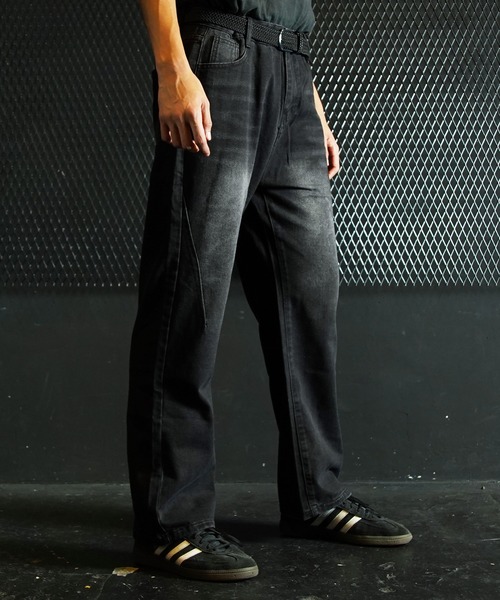 Beno(ビーノ)の「ユーズド加工ストレートデニム(デニムパンツ・メンズ・ブルー/ブラック・MEDIUM/LARGE/X-LARGE)」の1枚目の写真