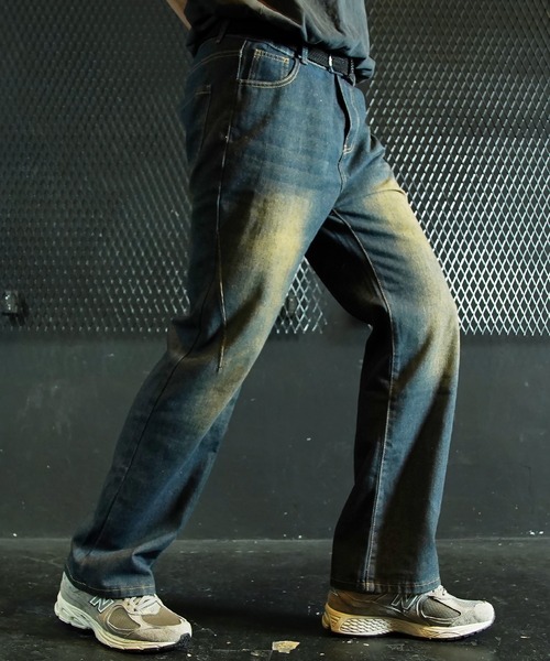 Beno(ビーノ)の「ユーズド加工ストレートデニム(デニムパンツ・メンズ・ブルー/ブラック・MEDIUM/LARGE/X-LARGE)」の6枚目の写真