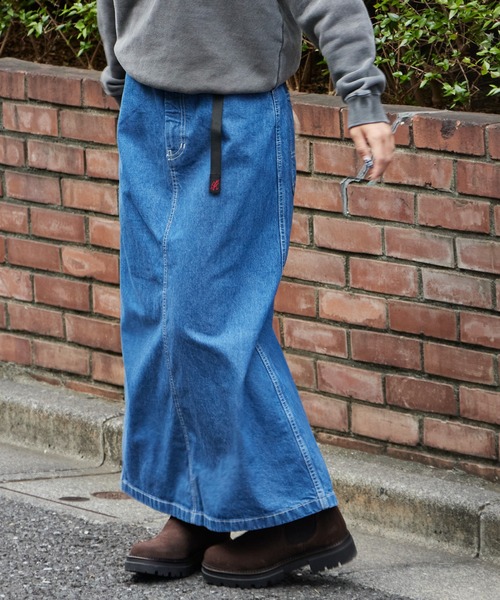 Gramicci（グラミチ）の「Gramicci/グラミチ SUTTER DENIM SKIRT デニムスカート スリット（デニムスカート・レディース・インディゴブルー/ブルー・M/L/S）」の2枚目の写真
