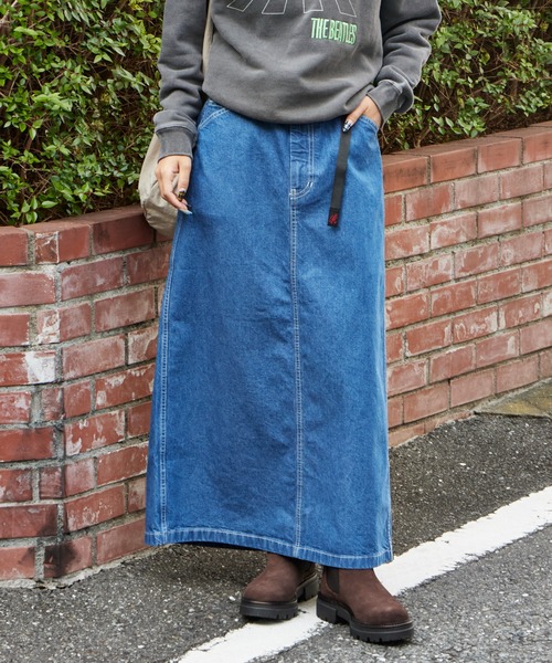 Gramicci（グラミチ）の「Gramicci/グラミチ SUTTER DENIM SKIRT デニムスカート スリット（デニムスカート・レディース・インディゴブルー/ブルー・M/L/S）」の6枚目の写真