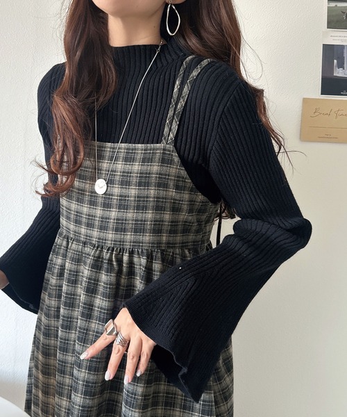 classicalelf(クラシカルエルフ)の「秋先取りのおでかけにちょうどいい♪チェック柄ダブルストラップバックリボンキャミワンピ(ロング丈)(ワンピース・レディース・ブラック系2/ブラウン系その他/グレー系その他・LARGE/MEDIUM/SMALL/X-LARGE)」の19枚目の写真