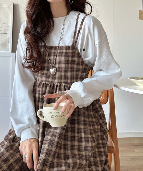 classicalelf(クラシカルエルフ)の「秋先取りのおでかけにちょうどいい♪チェック柄ダブルストラップバックリボンキャミワンピ(ロング丈)(ワンピース・レディース・ブラック系2/ブラウン系その他/グレー系その他・LARGE/MEDIUM/SMALL/X-LARGE)」の18枚目の写真