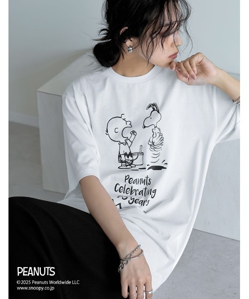PEANUTS（ピーナッツ）の「[PEANUTS][別注][ユニセックス]オーバーサイズTシャツ（Tシャツ/カットソー・レディース・ベージュ/ホワイト/チャコールグレー/グレー・MEDIUM/LARGE）」の15枚目の写真