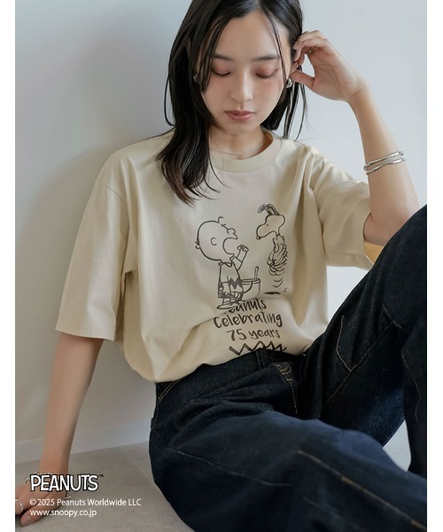 PEANUTS（ピーナッツ）の「[PEANUTS][別注][ユニセックス]オーバーサイズTシャツ（Tシャツ/カットソー・レディース・ベージュ/ホワイト/チャコールグレー/グレー・MEDIUM/LARGE）」の8枚目の写真