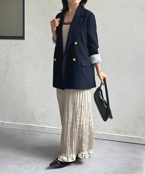 Thevon（ゼボン）の「ワッシャーナローキャミワンピース（ワンピース・レディース・ブルー/ライトベージュ/グレイッシュベージュ・FREE）」の5枚目の写真