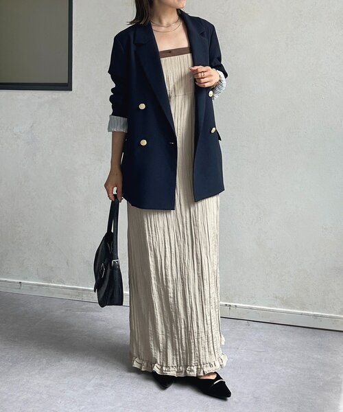 Thevon（ゼボン）の「ワッシャーナローキャミワンピース（ワンピース・レディース・ブルー/ライトベージュ/グレイッシュベージュ・FREE）」の7枚目の写真