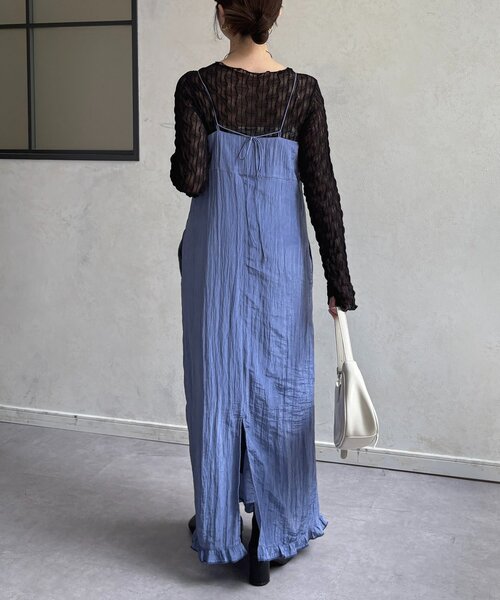 Thevon（ゼボン）の「ワッシャーナローキャミワンピース（ワンピース・レディース・ブルー/ライトベージュ/グレイッシュベージュ・FREE）」の13枚目の写真