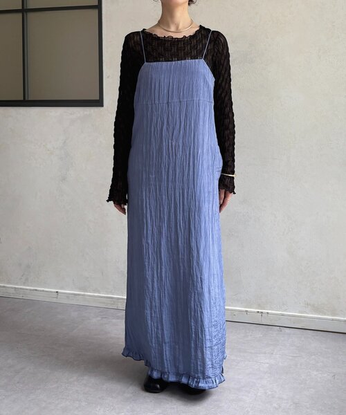 Thevon（ゼボン）の「ワッシャーナローキャミワンピース（ワンピース・レディース・ブルー/ライトベージュ/グレイッシュベージュ・FREE）」の14枚目の写真