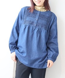 MB mint breeze（エムビーミントブリーズ）の「【WEB/一部店舗限定】 【LL～6L 大きいサイズ】ライトオンスデニムフロントレースブラウス（シャツ/ブラウス）」