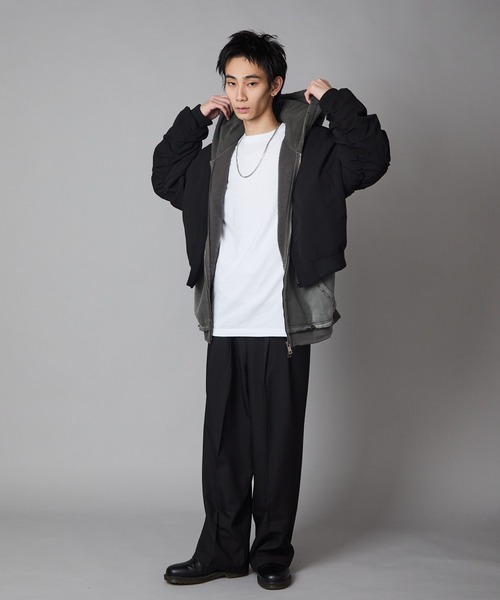 Theater code(シアターコード)の「MA-1 Style Short-Length Zip-Up Blouson/MA-1型 ショート丈ジップアップブルゾン 秋 秋服メンズ 2026年秋冬 冬服(ブルゾン・メンズ・ブラック/グレー・L/M)」の16枚目の写真