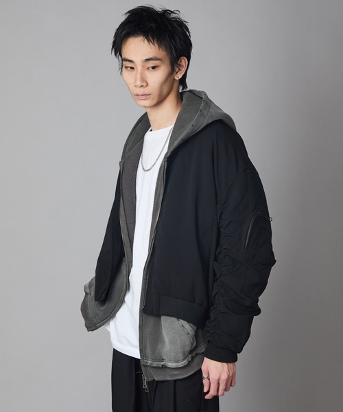 Theater code(シアターコード)の「MA-1 Style Short-Length Zip-Up Blouson/MA-1型 ショート丈ジップアップブルゾン 秋 秋服メンズ 2026年秋冬 冬服(ブルゾン・メンズ・ブラック/グレー・L/M)」の10枚目の写真