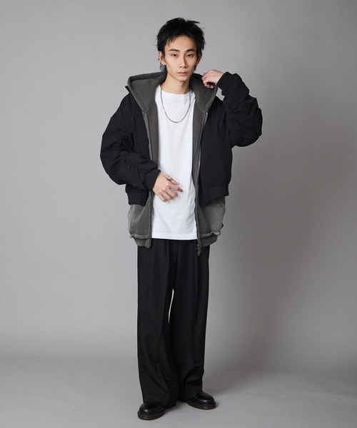 Theater code(シアターコード)の「MA-1 Style Short-Length Zip-Up Blouson/MA-1型 ショート丈ジップアップブルゾン 秋 秋服メンズ 2026年秋冬 冬服(ブルゾン・メンズ・ブラック/グレー・L/M)」の13枚目の写真