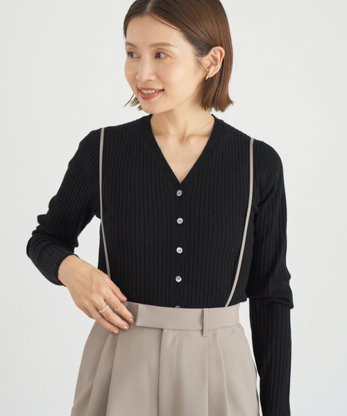 IENA（イエナ）の「《追加》イタリア ヤーン RIB Vネックカーディガン（カーディガン/ボレロ・レディース・ブルー系その他/ブラック/アイボリー/グレー・FREE）」の22枚目の写真