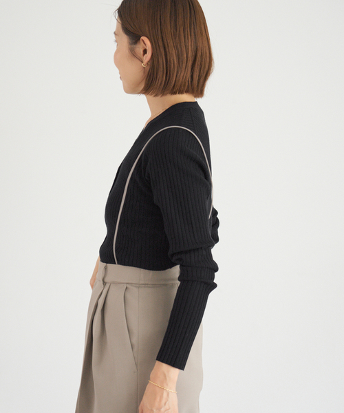 IENA（イエナ）の「《追加》イタリア ヤーン RIB Vネックカーディガン（カーディガン/ボレロ・レディース・ブルー系その他/ブラック/アイボリー/グレー・FREE）」の21枚目の写真