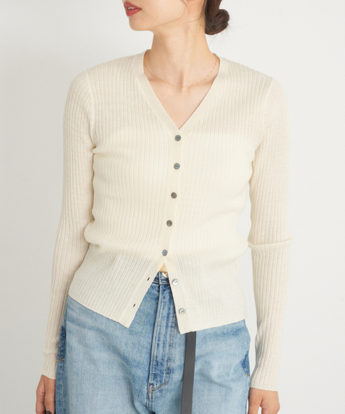 セール】《追加》イタリア ヤーン RIB Vネックカーディガン