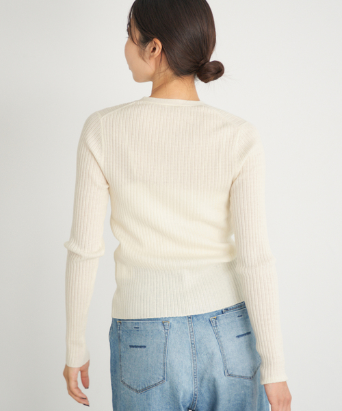 セール】《追加》イタリア ヤーン RIB Vネックカーディガン