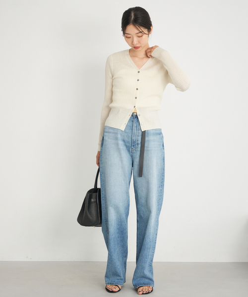 セール】《追加》イタリア ヤーン RIB Vネックカーディガン