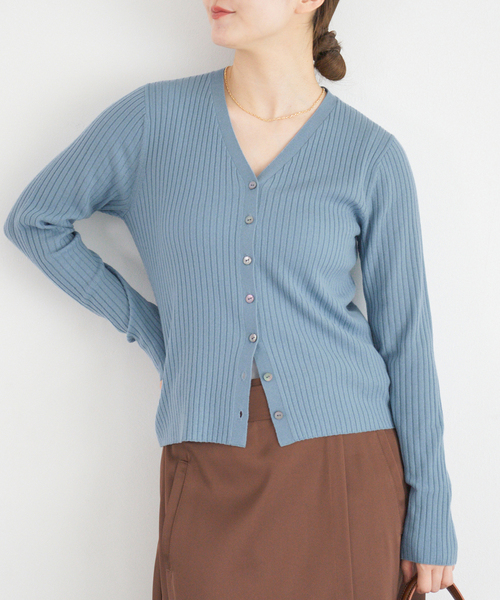 セール】《追加》イタリア ヤーン RIB Vネックカーディガン