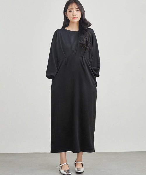 Lace Ladies(レースレディース)の「ウエスト タック バルーン袖 マキシ ワンピース(ワンピース・レディース・グレー/チャコールグレー/ブラック/グレイッシュベージュ・S/FREE)」の6枚目の写真