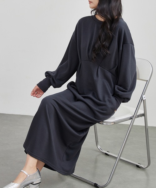 Lace Ladies(レースレディース)の「ウエスト タック バルーン袖 マキシ ワンピース(ワンピース・レディース・グレー/チャコールグレー/ブラック/グレイッシュベージュ・S/FREE)」の14枚目の写真
