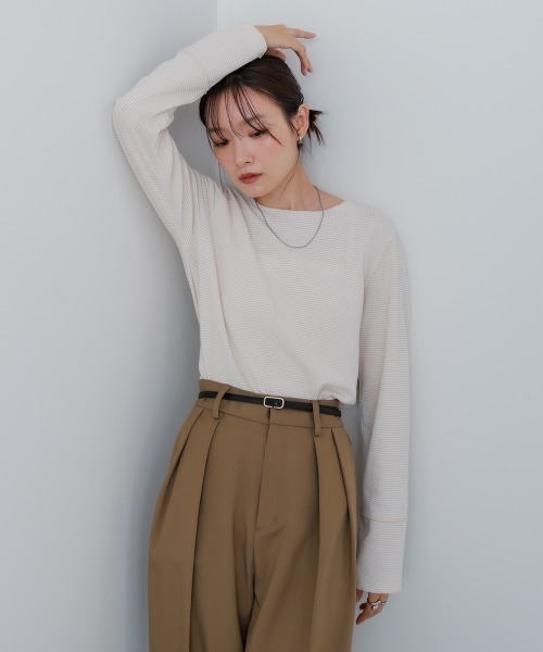 Bab（バブ）の「ポップコーンジャガード　メロープルオーバー（Tシャツ/カットソー・レディース・ブラック/ベージュ・M）」の21枚目の写真