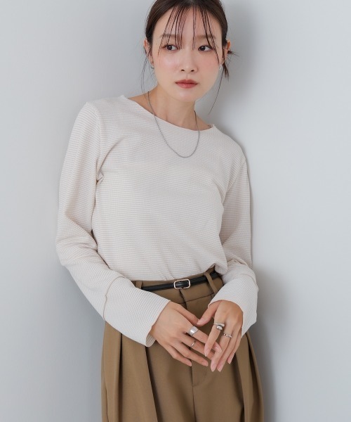 Bab（バブ）の「ポップコーンジャガード　メロープルオーバー（Tシャツ/カットソー・レディース・ブラック/ベージュ・M）」の6枚目の写真