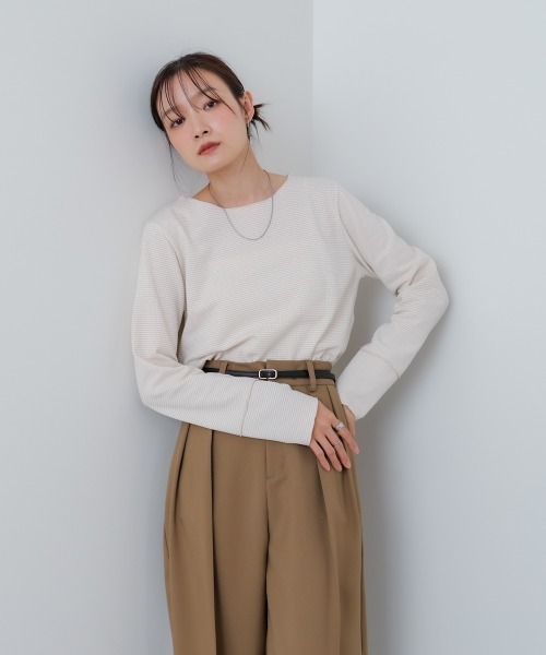 Bab（バブ）の「ポップコーンジャガード　メロープルオーバー（Tシャツ/カットソー・レディース・ブラック/ベージュ・M）」の5枚目の写真