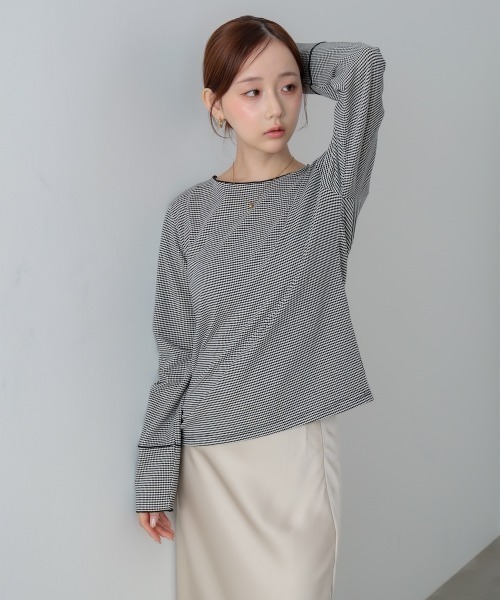 Bab（バブ）の「ポップコーンジャガード　メロープルオーバー（Tシャツ/カットソー・レディース・ブラック/ベージュ・M）」の8枚目の写真