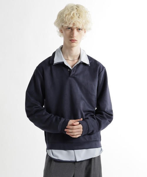 HARE（ハレ）の「MILKYスウェードポロ(HARE)（スウェット・メンズ・ブラック/グリーン/グレー/ブラウン/ブルー系その他・MEDIUM/SMALL/FREE）」の5枚目の写真