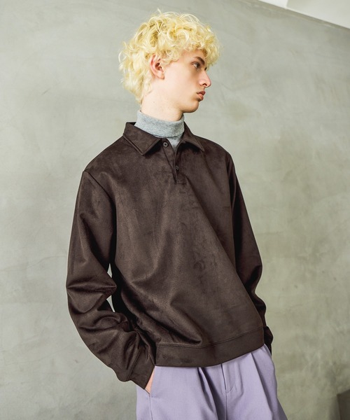 HARE（ハレ）の「MILKYスウェードポロ(HARE)（スウェット・メンズ・ブラック/グリーン/グレー/ブラウン/ブルー系その他・MEDIUM/SMALL/FREE）」の3枚目の写真