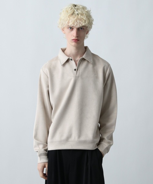 HARE（ハレ）の「MILKYスウェードポロ(HARE)（スウェット・メンズ・ブラック/グリーン/グレー/ブラウン/ブルー系その他・MEDIUM/SMALL/FREE）」の2枚目の写真