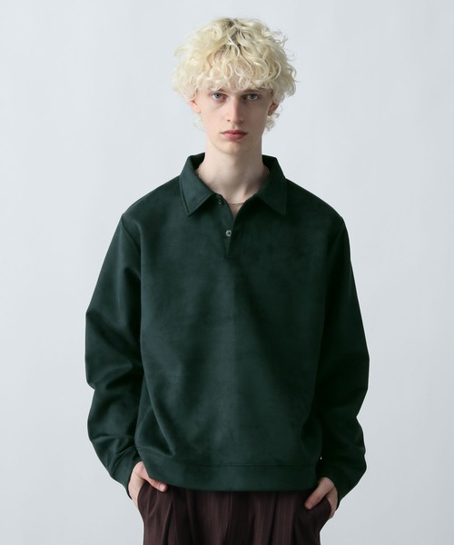 HARE（ハレ）の「MILKYスウェードポロ(HARE)（スウェット・メンズ・ブラック/グリーン/グレー/ブラウン/ブルー系その他・MEDIUM/SMALL/FREE）」の4枚目の写真
