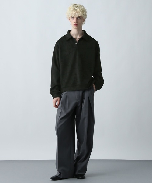 HARE（ハレ）の「MILKYスウェードポロ(HARE)（スウェット・メンズ・ブラック/グリーン/グレー/ブラウン/ブルー系その他・MEDIUM/SMALL/FREE）」の6枚目の写真