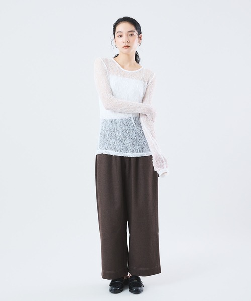 Muscat(マスカット)の「ストレッチレースプルオーバー(Tシャツ/カットソー・レディース・クリーム/ブラック/レンガ・F)」の4枚目の写真