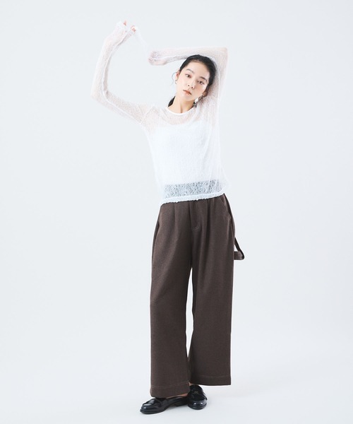 Muscat(マスカット)の「ストレッチレースプルオーバー(Tシャツ/カットソー・レディース・クリーム/ブラック/レンガ・F)」の5枚目の写真