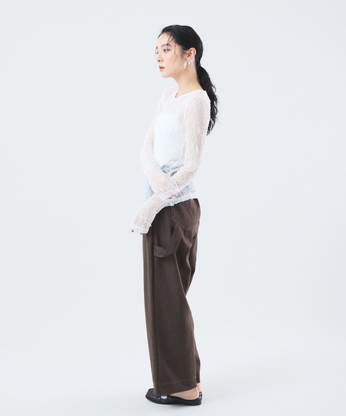 Muscat(マスカット)の「ストレッチレースプルオーバー(Tシャツ/カットソー・レディース・クリーム/ブラック/レンガ・F)」の6枚目の写真
