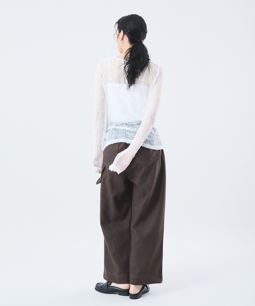 Muscat(マスカット)の「ストレッチレースプルオーバー(Tシャツ/カットソー・レディース・クリーム/ブラック/レンガ・F)」の7枚目の写真