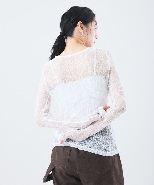 Muscat(マスカット)の「ストレッチレースプルオーバー(Tシャツ/カットソー・レディース・クリーム/ブラック/レンガ・F)」の10枚目の写真