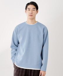 THE SHOP TK  | 【ラクして決まる！】レイヤード風長袖Tシャツ 洗濯機OK(Tシャツ/カットソー)